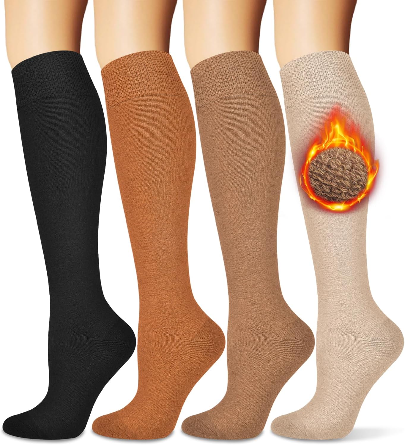 Warm Socks for Women (Knee High) Thermal Boot Socks for Winter, Running, Hiking, Gifts, Thick Socks for Cold Weather